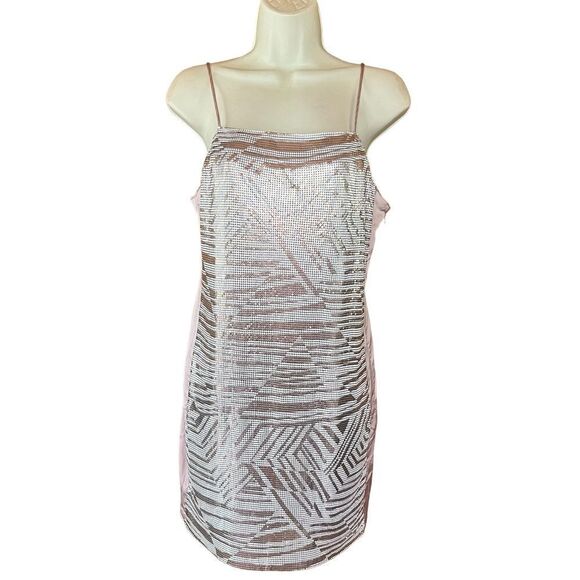 Ramy Brook Pink Tallon Metallic Chainmail Geo Sleeveless Minidress NWT Size 2 - Picture 5 of 9